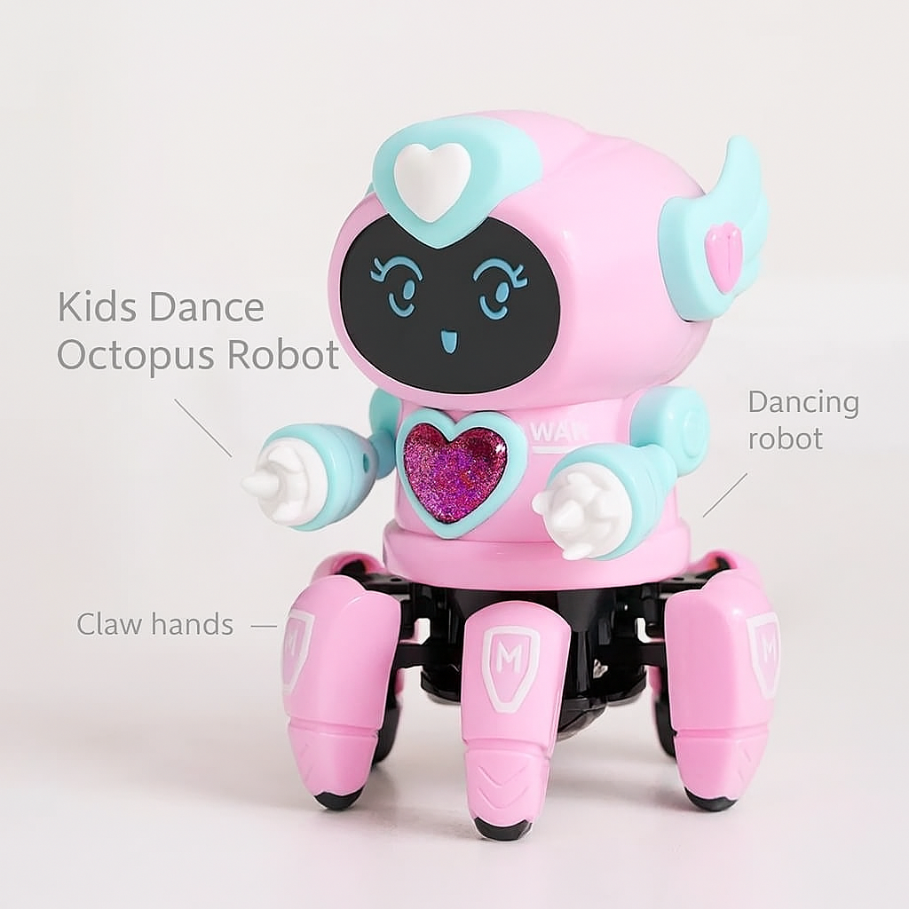 Kids Dance Octopus Robot – 6-Claw LED Music Toy for Boys and Girls (Ages 3–6)