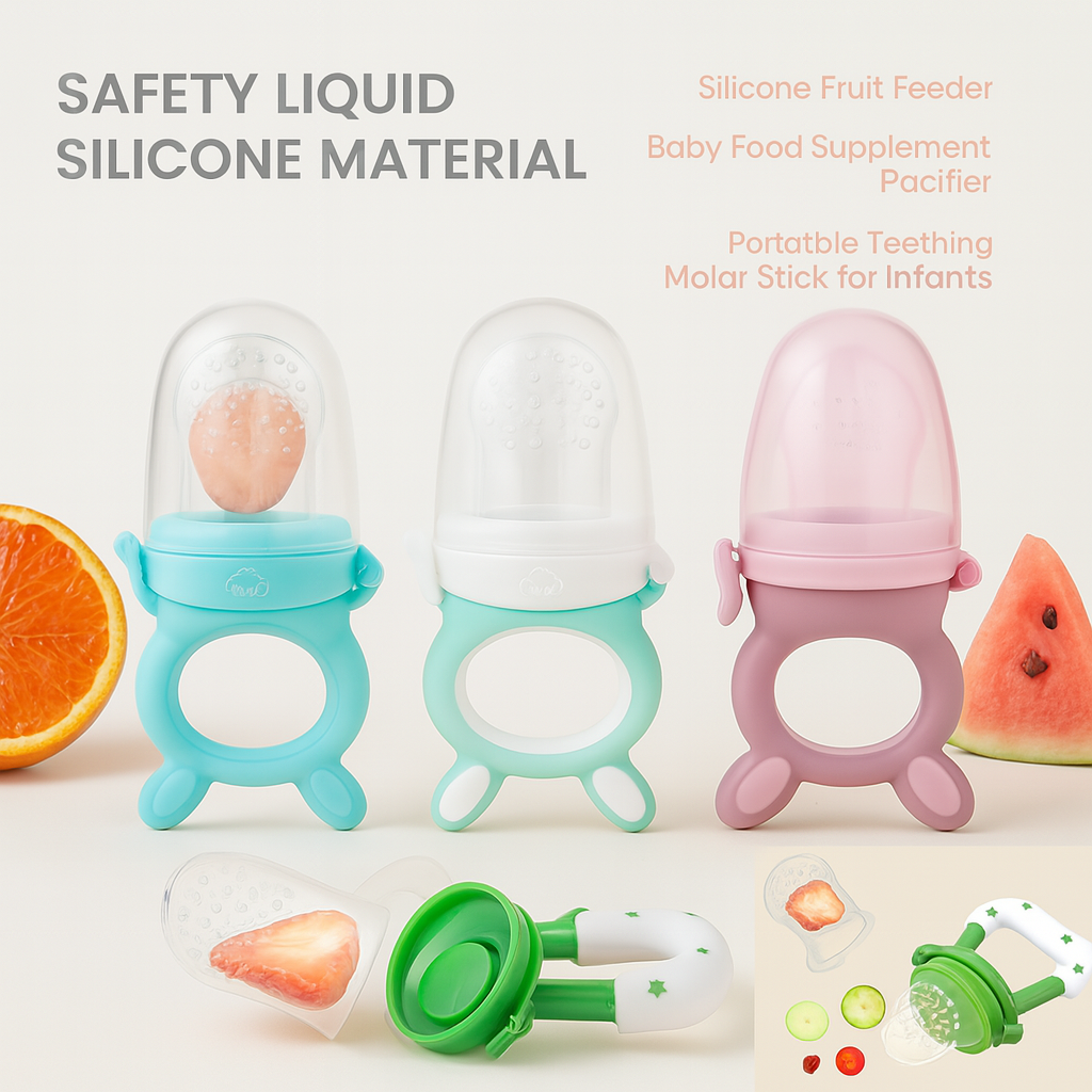 Silicone Fruit Feeder – Baby Food Supplement Pacifier | Portable Teething Molar Stick for Infants