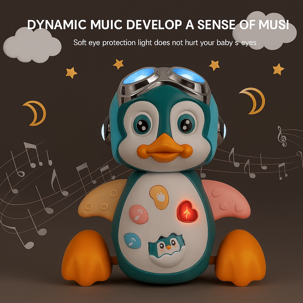 Baby Musical Crawling Penguin – Interactive Light-Up Toy for Tummy Time and Learning