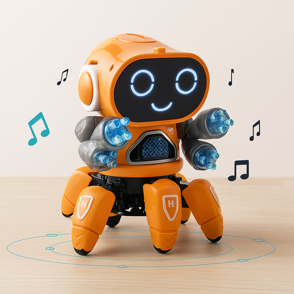 Kids Dance Octopus Robot – 6-Claw LED Music Toy for Boys and Girls (Ages 3–6)