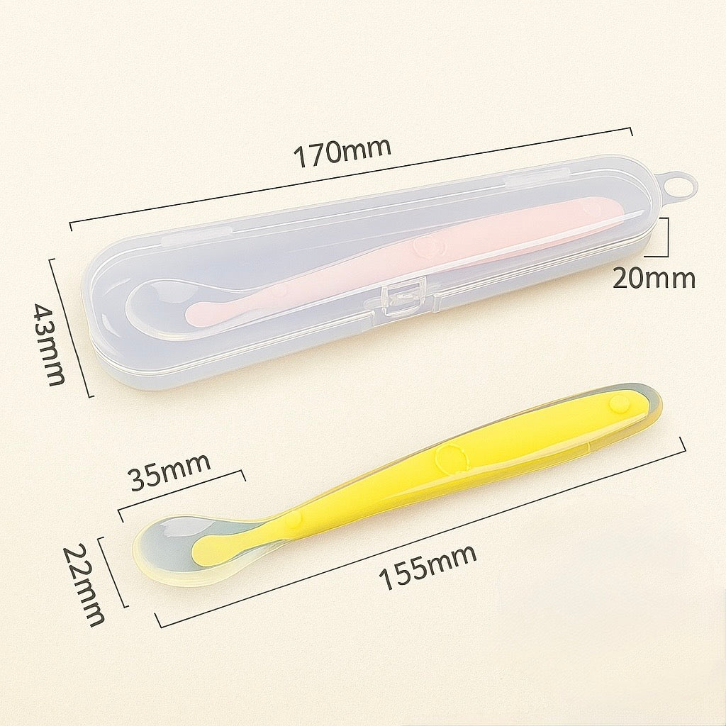 Baby Silicone Feeding Spoon – Soft Training Tableware with Storage Box