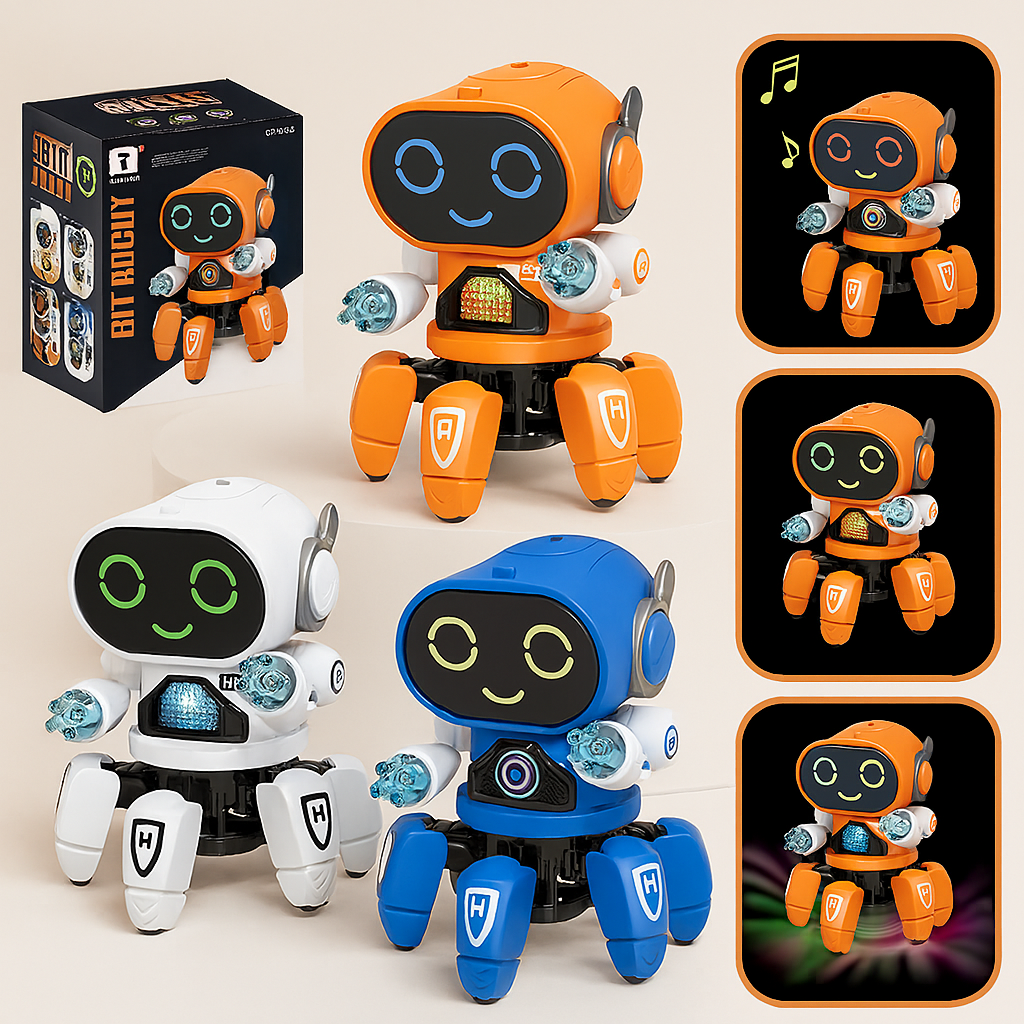 Kids Dance Octopus Robot – 6-Claw LED Music Toy for Boys and Girls (Ages 3–6)