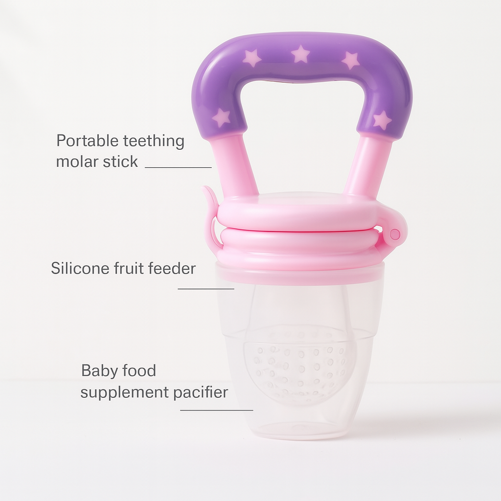 Silicone Fruit Feeder – Baby Food Supplement Pacifier | Portable Teething Molar Stick for Infants