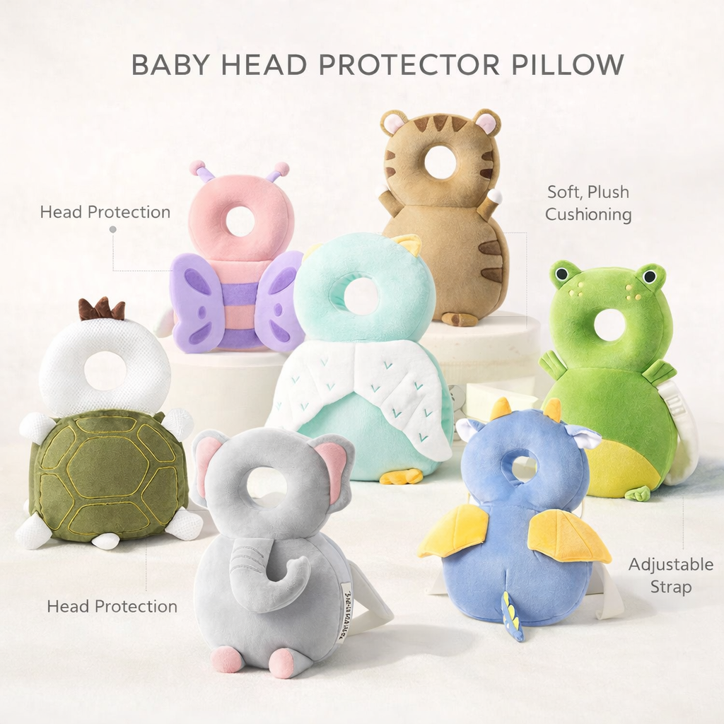 Baby Head Protector Backpack Pillow – Soft Fall Prevention Cushion for Toddlers Aged 0–3Y