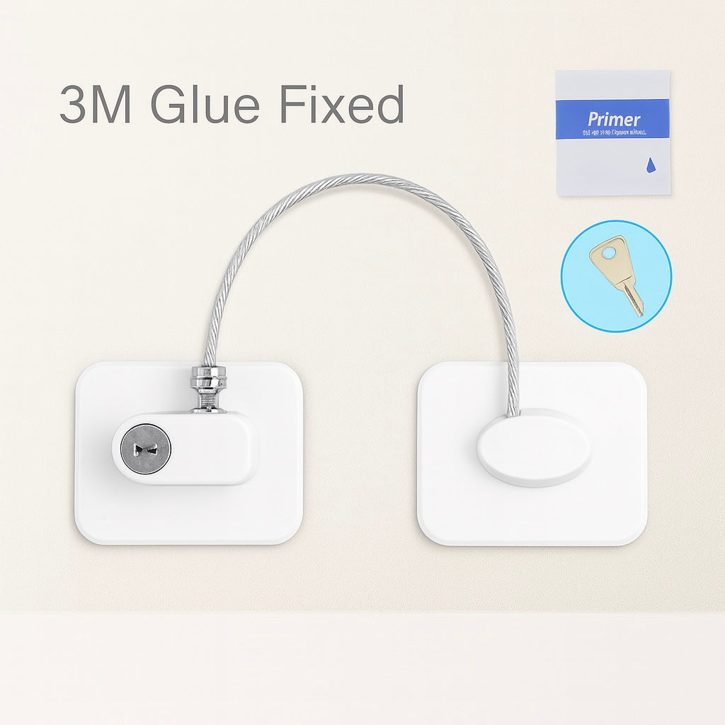 Child Safety Lock – Metal Cable Lock for Windows, Fridge & Cabinets