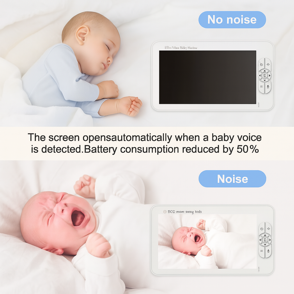 5-Inch Video Baby Monitor – HD PTZ Camera with Zoom, Night Vision & Temperature Sensor