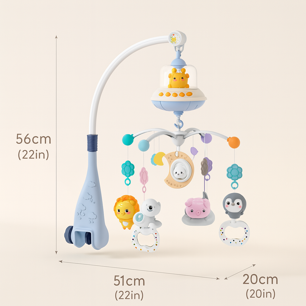 Musical Baby Crib Mobile – Light Projection & Remote-Control Toy for Newborns