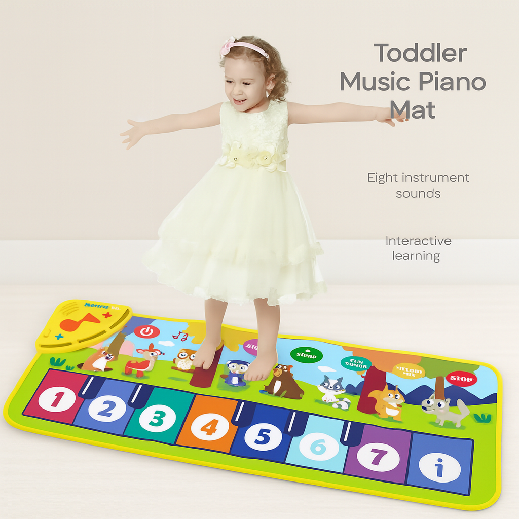 Toddler Music Piano Mat – Foldable Floor Keyboard with Animal Sounds & Lights