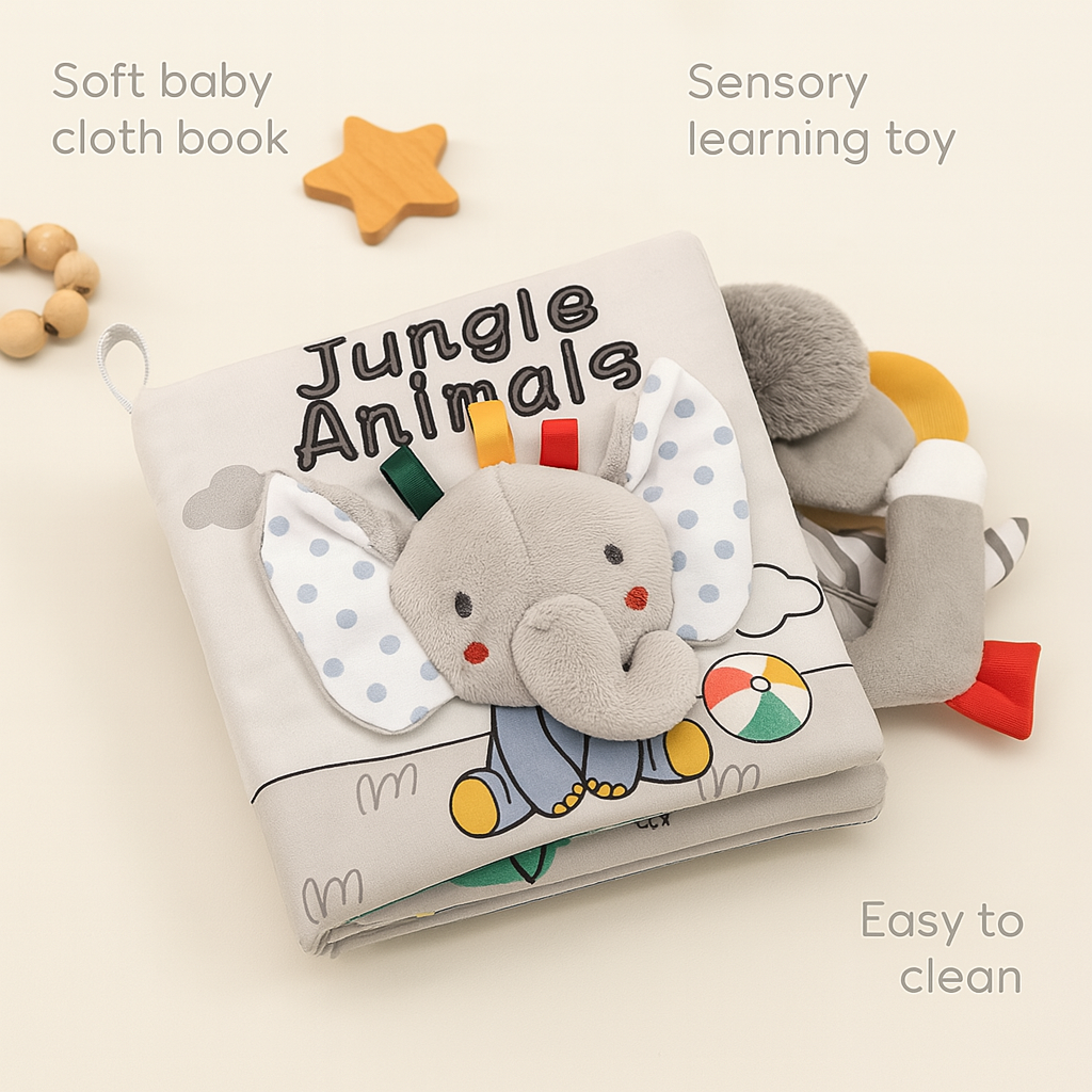 Soft Baby Cloth Book – Sensory Learning Toy for Infants Aged 0–12 Months
