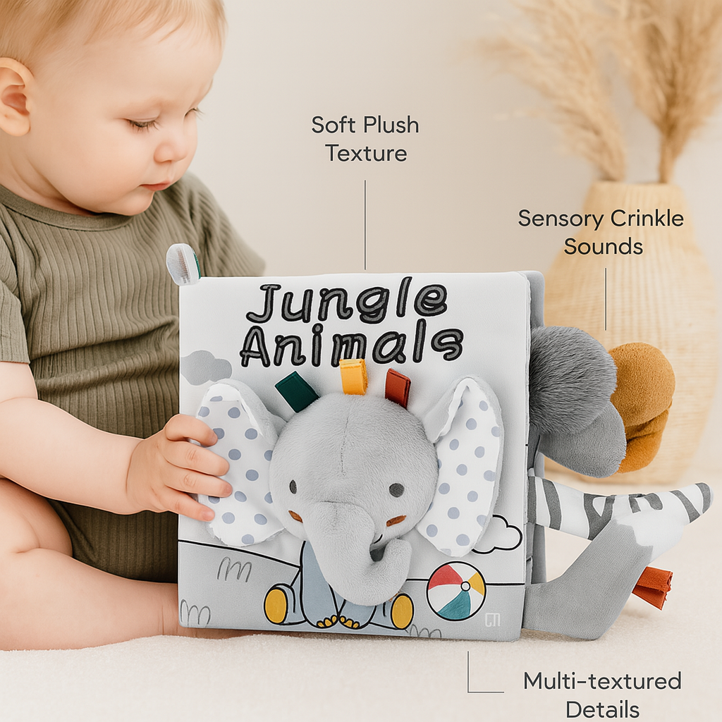 Soft Baby Cloth Book – Sensory Learning Toy for Infants Aged 0–12 Months