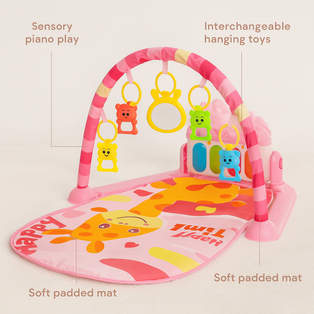 Baby Musical Activity Gym – Piano Play Mat with Lights for Newborn Development