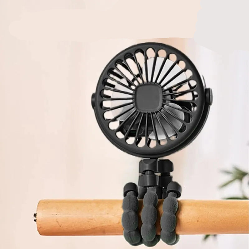 Multifunctional USB Mini Octopus Fan with Phone Holder – Portable Stroller & Travel Cooling Fan for Kids