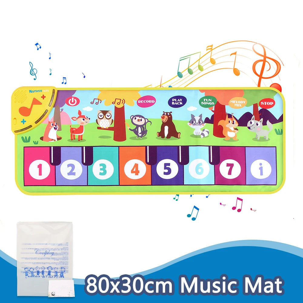 Toddler Music Piano Mat – Foldable Floor Keyboard with Animal Sounds & Lights