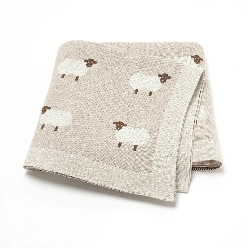 Baby Cotton Knitted Blanket – Soft Swaddle Wrap & Nursery Quilt for Newborns (90x70cm)