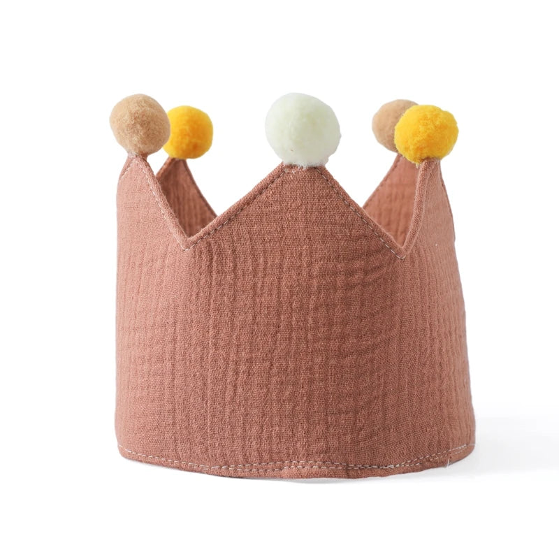 Baby Birthday Crown Hat – Cotton Headband for Kids Aged 0–9 Years