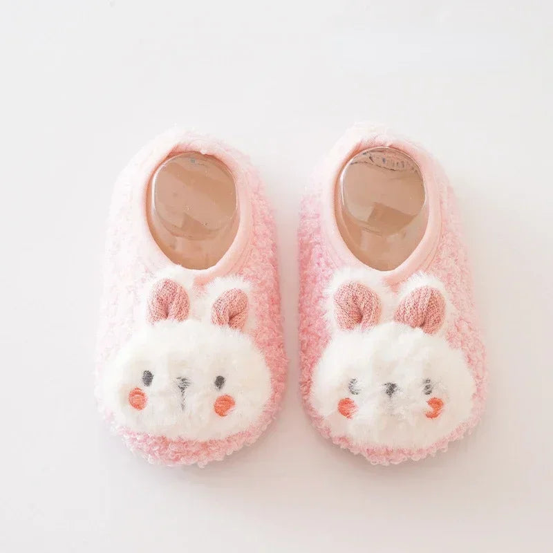 Winter Warm Baby Slippers – Soft Plush Indoor Floor Shoes with Anti-slip Sole for Toddlers