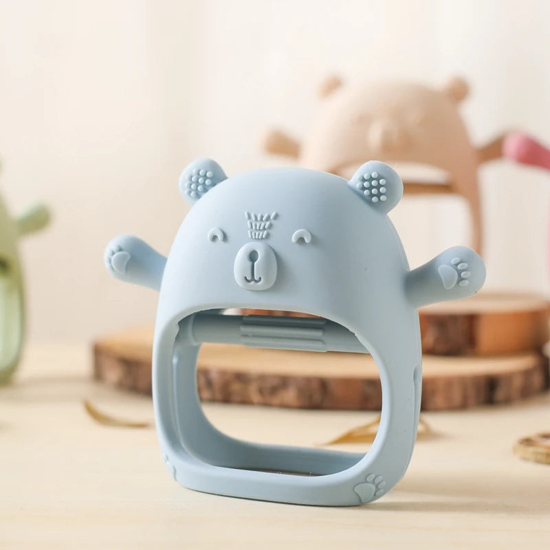 Baby Teether Glove Cartoon Bear | BPA-Free Silicone Molar Mitt for Teething Relief