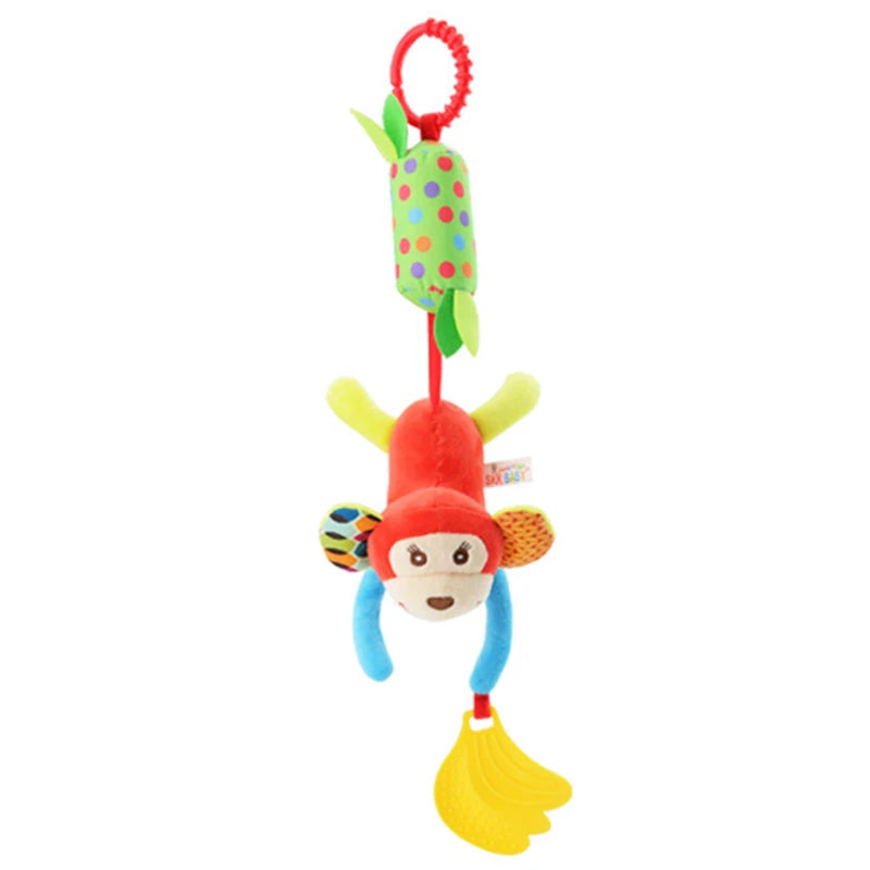 Hanging Sensory Rattle Toy – Plush Animal Teether for Cribs, Strollers & Car Seats