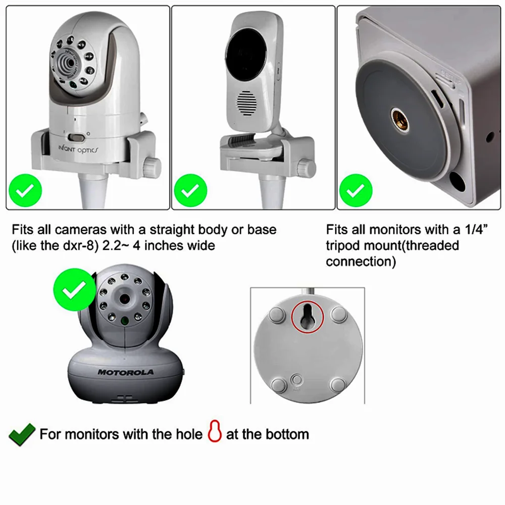 Universal Flexible Baby Monitor Holder – Adjustable 1/4” Clip Mount for Camera & Crib Use