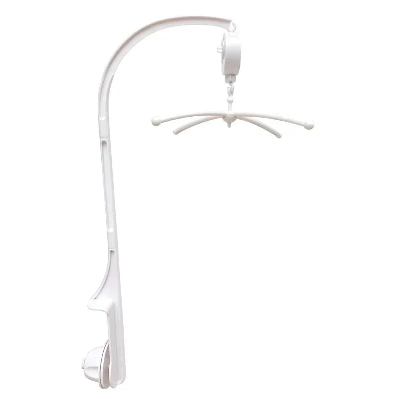 360° Rotating Baby Crib Mobile Holder – White Plastic Music Box Arm for Newborn Bed Bells