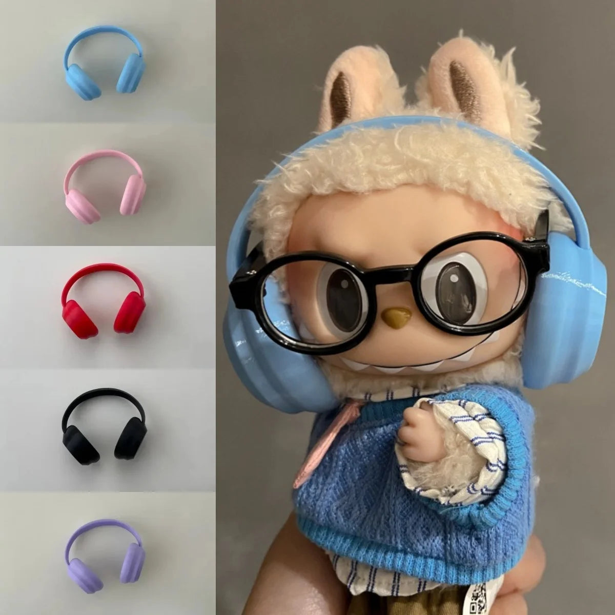 17cm Labubu Macaron Earphone Accessory – Fashion Doll Earphones for 10cm–17cm Plush Figures