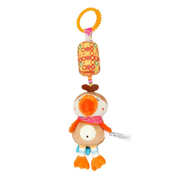 Hanging Sensory Rattle Toy – Plush Animal Teether for Cribs, Strollers & Car Seats
