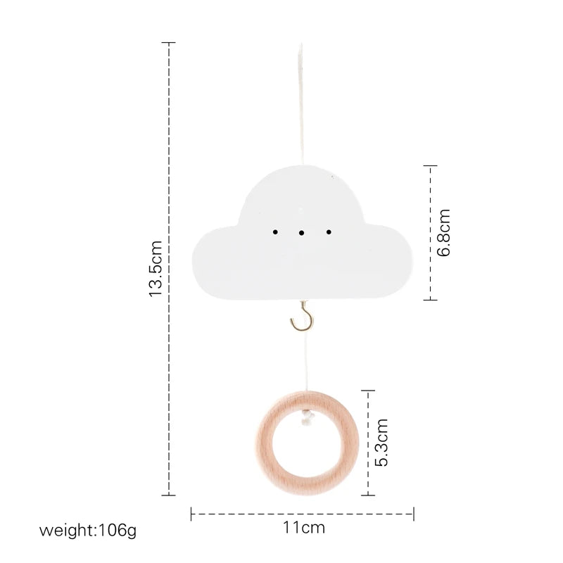 Baby Wooden Crib Mobile with Cartoon Rabbit Rattles | Bed Bell Toy & Arm Bracket for Newborns