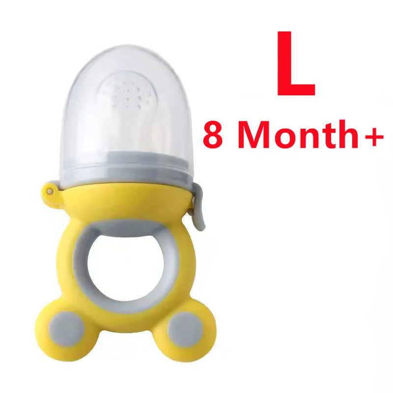 Silicone Baby Teether & Fruit Food Feeder – BPA Free Nibbler Pacifier with Handle Clip