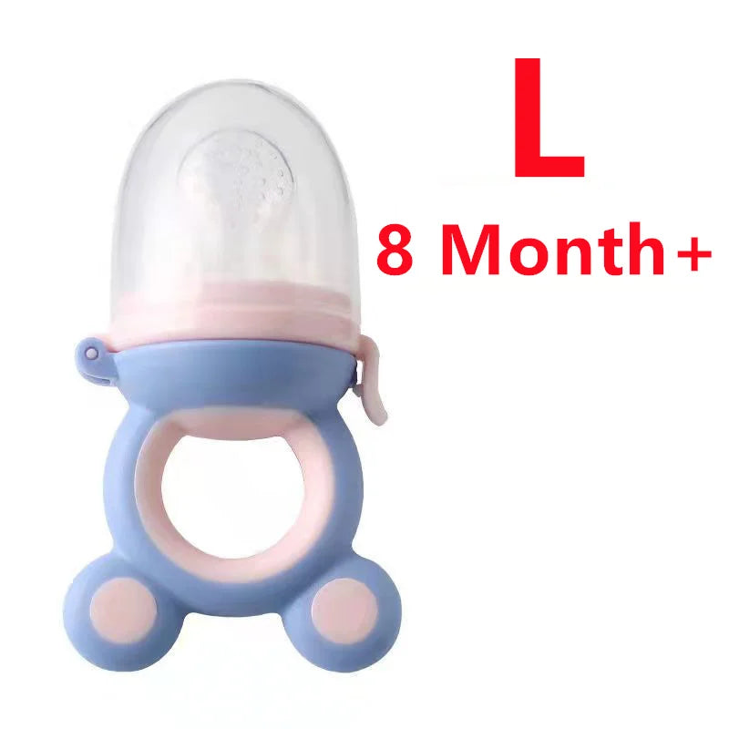 Silicone Baby Teether & Fruit Food Feeder – BPA Free Nibbler Pacifier with Handle Clip