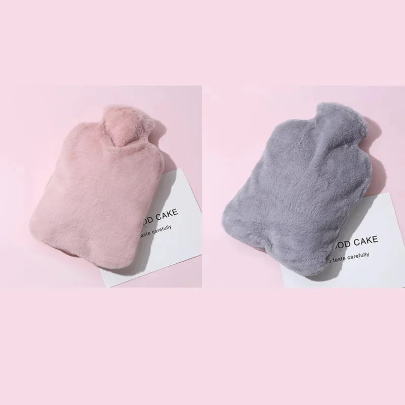 1L/2L Plush Hot Water Bottle with Foot and Belly Warmer Cover – Winter Heating Bag