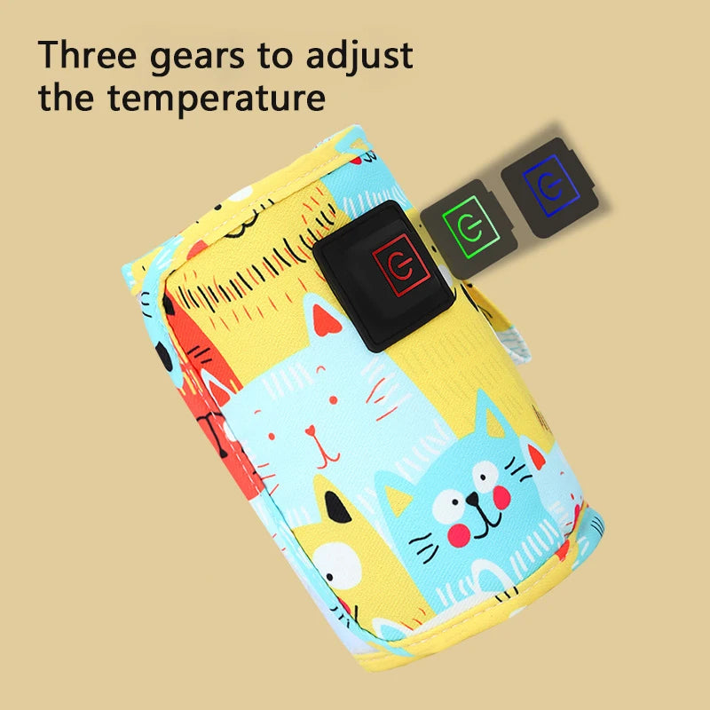 USB Baby Bottle Warmer – Portable PU Feeding Heater for Stroller & Travel Use