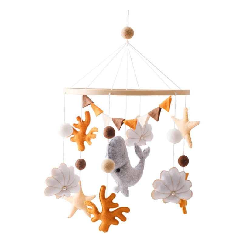 Wooden Crochet Star Baby Crib Mobile – Bed Bell Rattle Toy for Newborn Comfort and Sleep