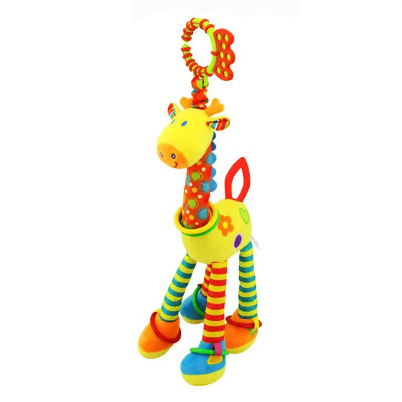 Soft Animal Handbells Rattle – Giraffe & Zebra Plush Toy with Teether for Infants