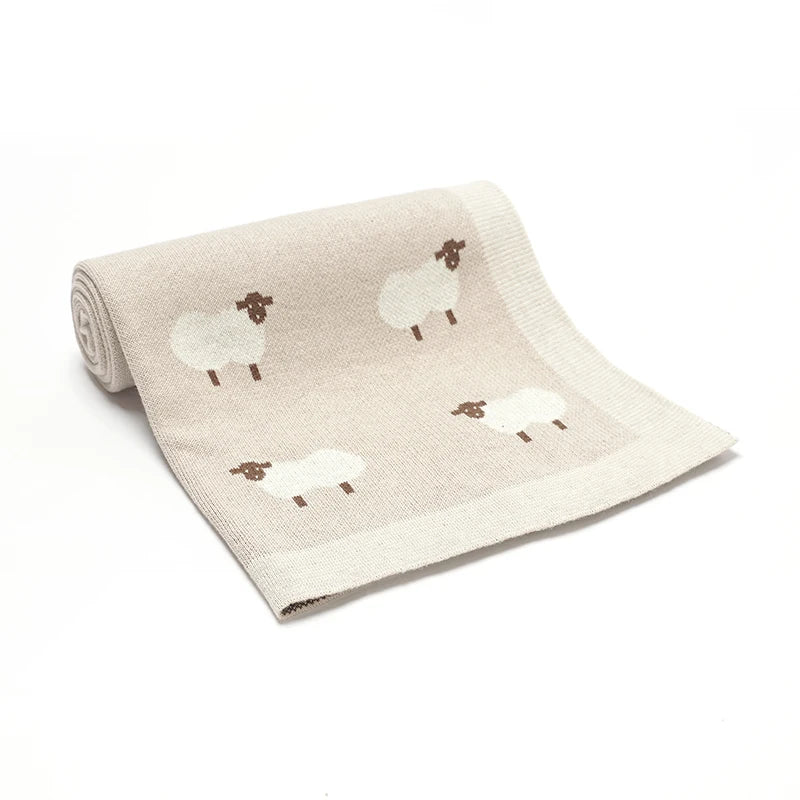 Baby Cotton Knitted Blanket – Soft Swaddle Wrap & Nursery Quilt for Newborns (90x70cm)