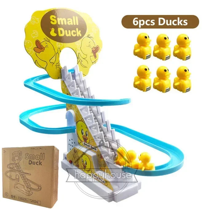 Electric Duck Track Slide Toy – LED Lights & Musical Climbing Stairs for Kids