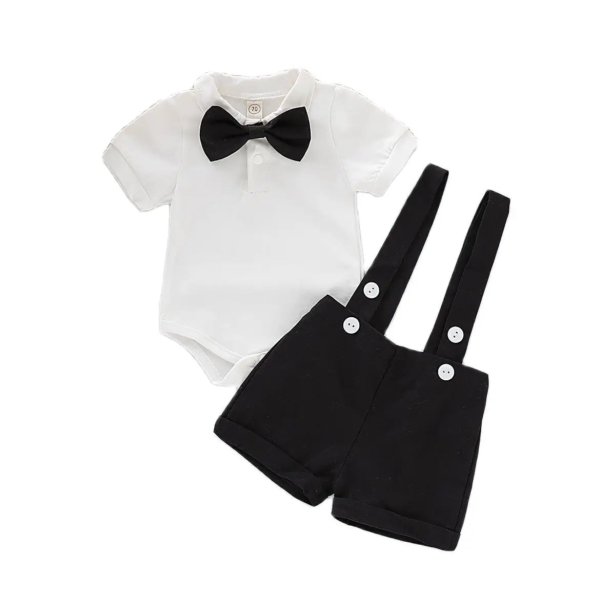 Mini Gentleman Baby Boy Outfit – Summer Formal Shirt & Shorts Set with Bowtie (0–1Y)