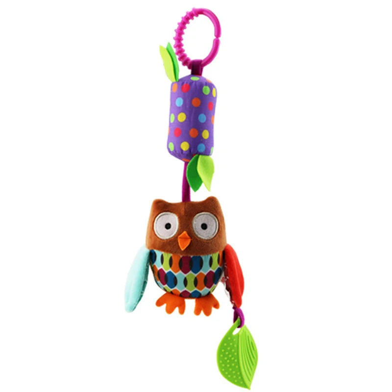 Hanging Sensory Rattle Toy – Plush Animal Teether for Cribs, Strollers & Car Seats
