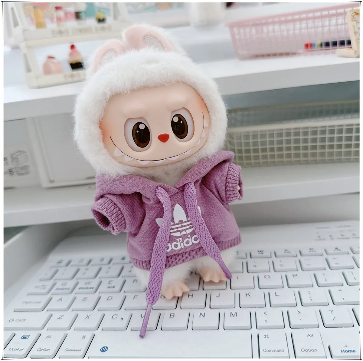 Labubu V1/V2/V3 Doll Clothing Set – Trendy Korean Hoodie & Pants Outfit 15–17cm Dolls