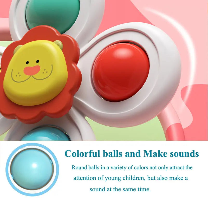 3PCS Suction Cup Animal Spinner Toys for Toddlers – Bath, Travel, High Chair & Window Play