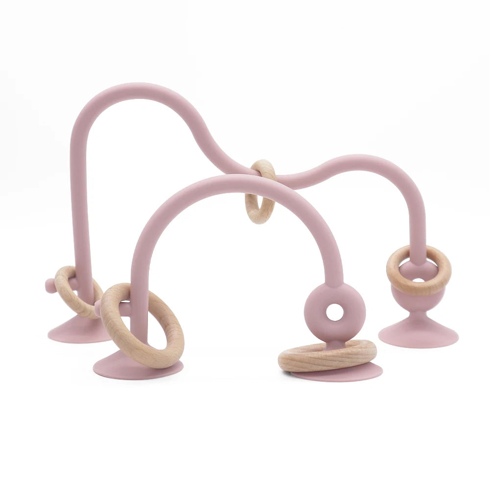 Soft Silicone & Wooden Ring Teether Toy for Babies – Safe Chewing & Newborn Photography Accessory
