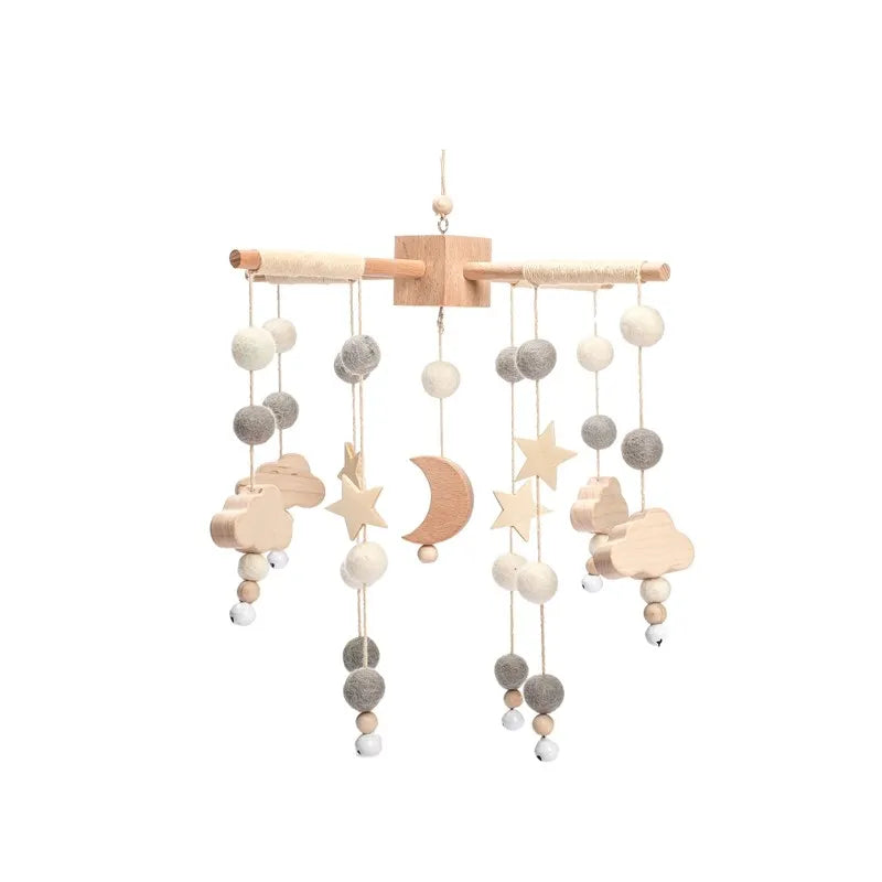 Wooden Crochet Star Baby Crib Mobile – Bed Bell Rattle Toy for Newborn Comfort and Sleep