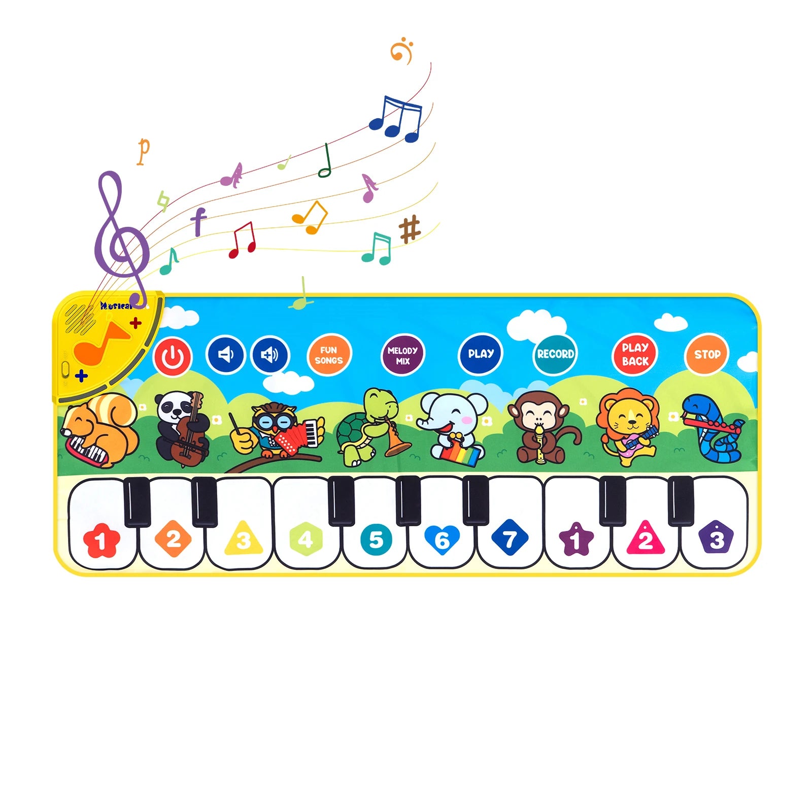 Toddler Music Piano Mat – Foldable Floor Keyboard with Animal Sounds & Lights