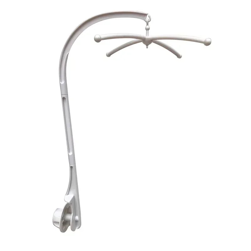 360° Rotating Baby Crib Mobile Holder – White Plastic Music Box Arm for Newborn Bed Bells