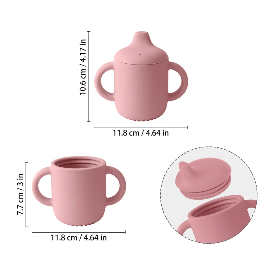 Baby Silicone Drinking Cup with Handles – 180ml Portable Feeding Cup for Infants and Toddlers