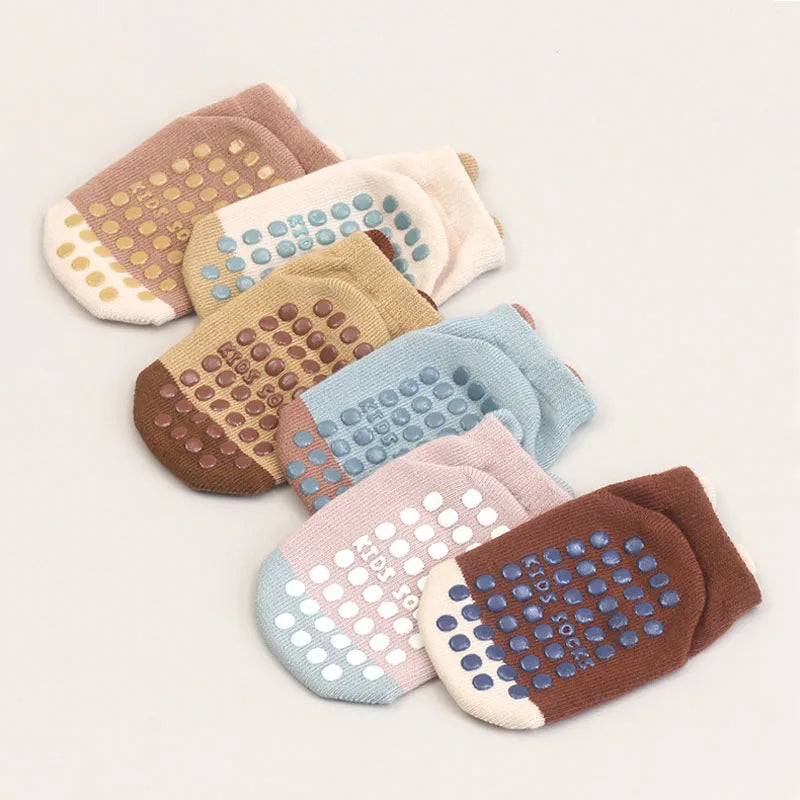 6 Pairs Cartoon Animal Baby Socks – Non-Slip Breathable Cotton Floor Socks for Boys & Girls 0–6Y