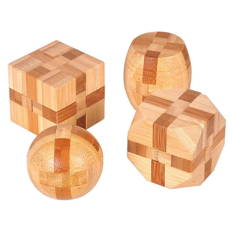 Wooden Kong Ming Lock Lu Ban Puzzle Toy for Kids & Adults – Brain Teaser 3D Montessori Game