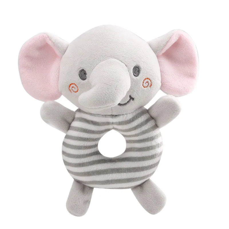 Newborn Plush Animal Rattle – Soft Cartoon Hand Ring Toy