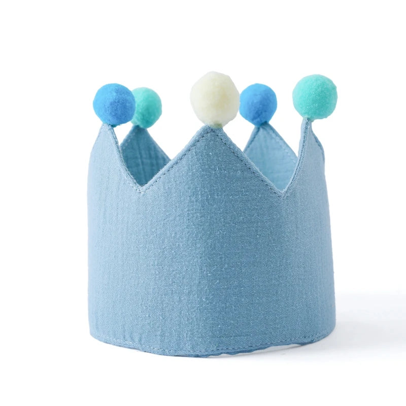 Baby Birthday Crown Hat – Cotton Headband for Kids Aged 0–9 Years