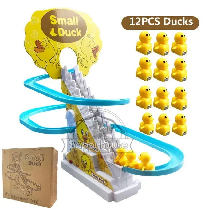 Electric Duck Track Slide Toy – LED Lights & Musical Climbing Stairs for Kids
