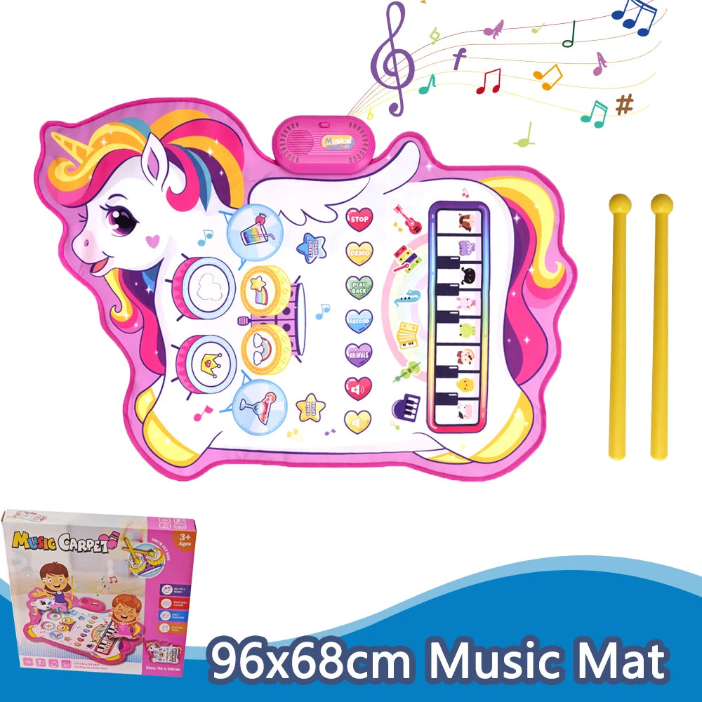 Toddler Music Piano Mat – Foldable Floor Keyboard with Animal Sounds & Lights